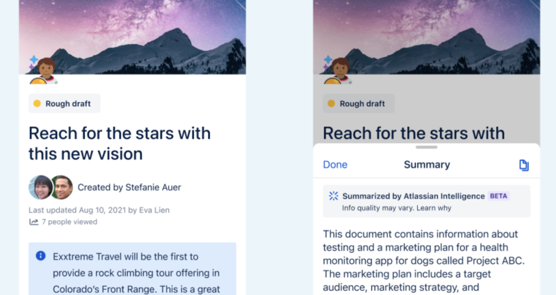 Confluence Mobile now has AI capabilities