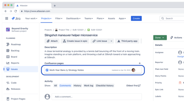 New: Confluence pages embedded on a Jira ticket