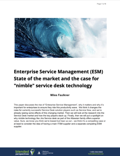 ESM state of the market and the case for “nimble” Service Desk technology