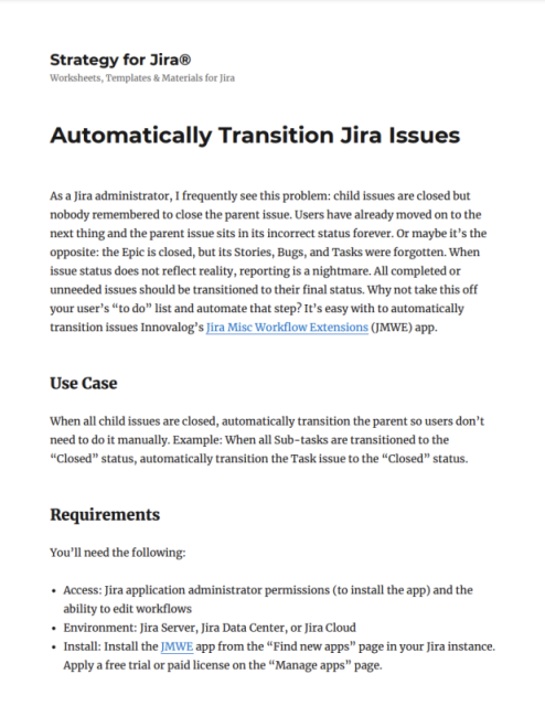 Automatically transition Jira issues